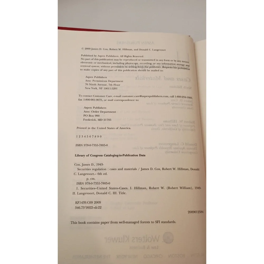 Securities Regulation: Cases And Materials 6th Edition by Cox, Aspen Publishers